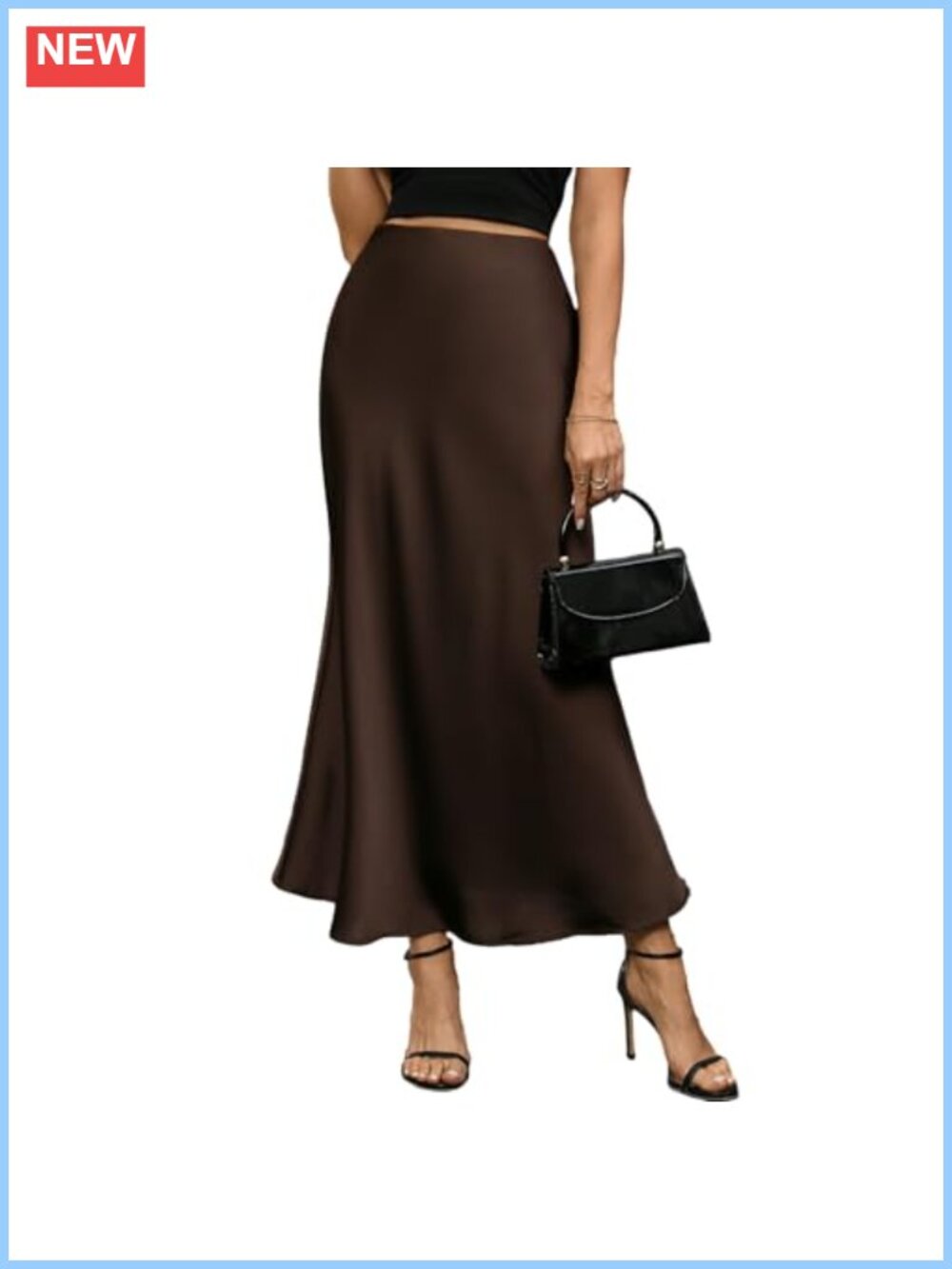 Women's Satin High Waist A-Line Maxi Skirt Hidden Elastic Waistband
